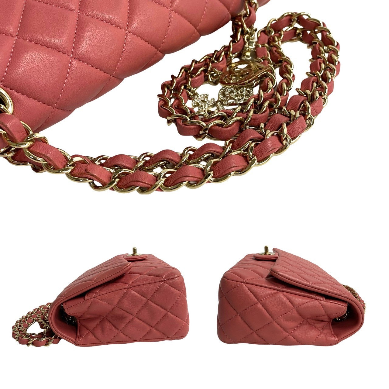 Chanel Medium Classic Single Flap Charm Bag  Leather Crossbody Bag