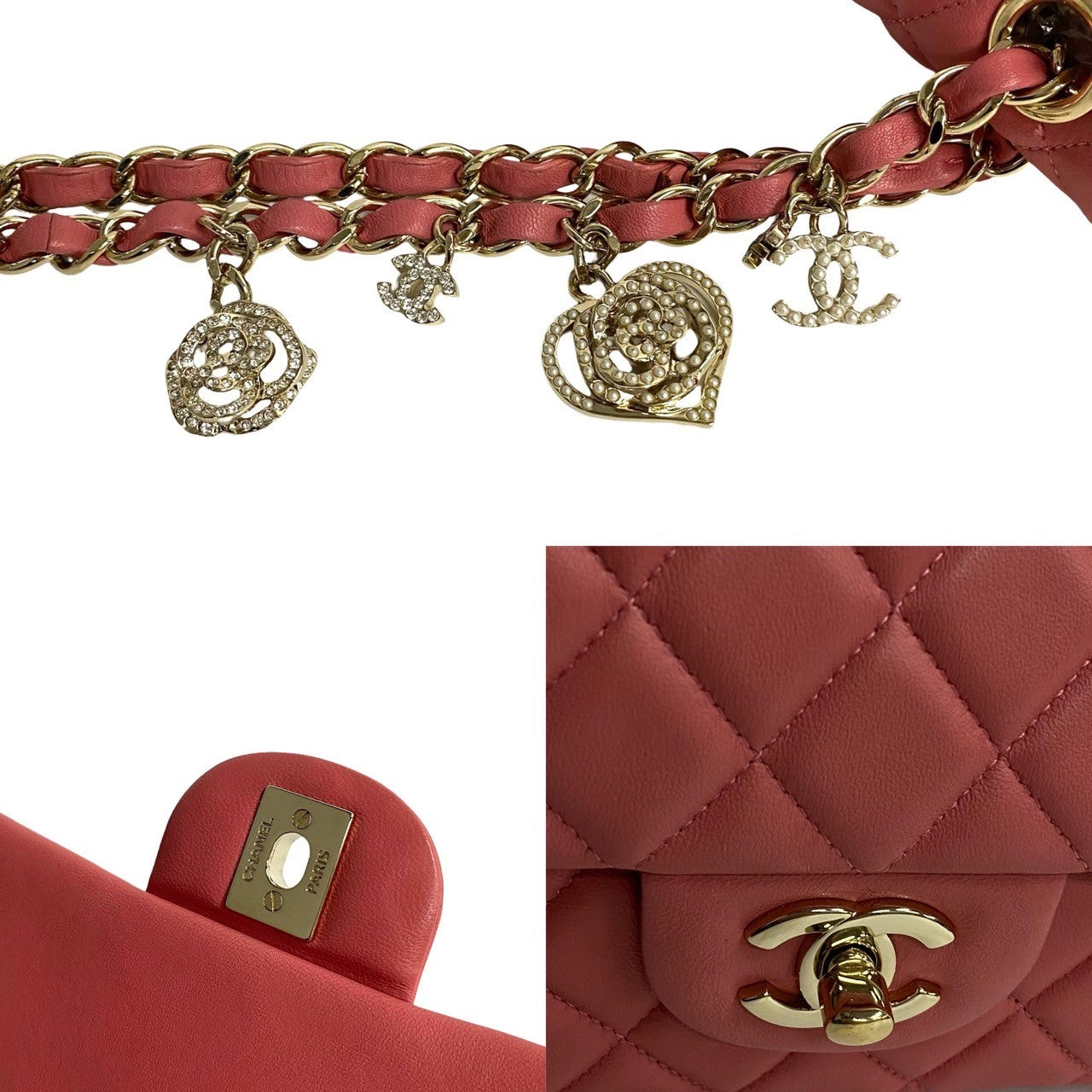 Chanel Medium Classic Single Flap Charm Bag  Leather Crossbody Bag