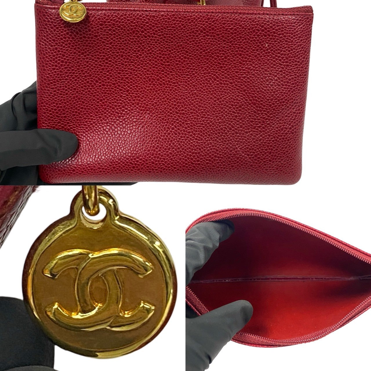 Chanel Triple CC Caviar Bucket Bag Leather Crossbody Bag in New Condition