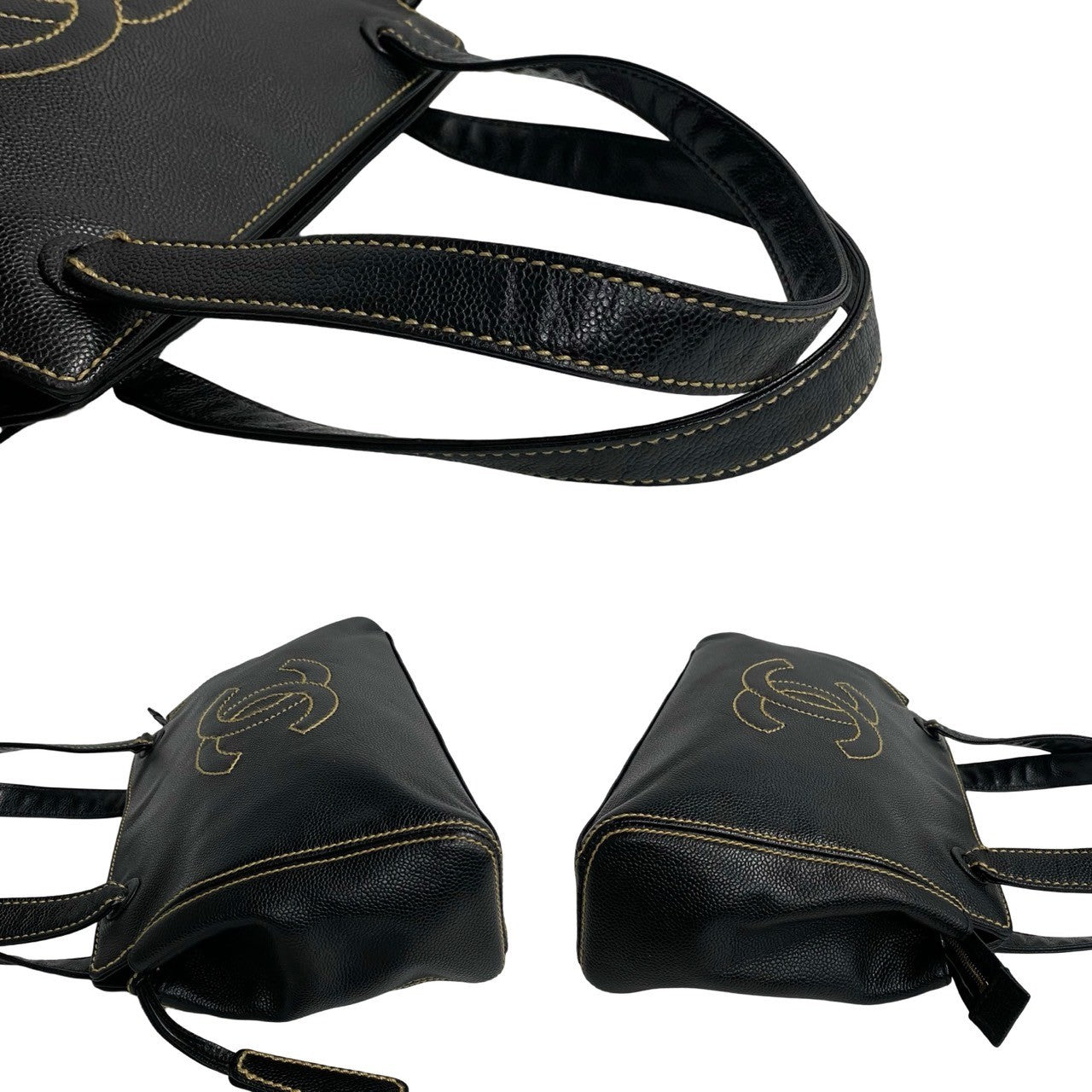 Chanel CC Caviar Zip Shoulder Bag Leather Shoulder Bag