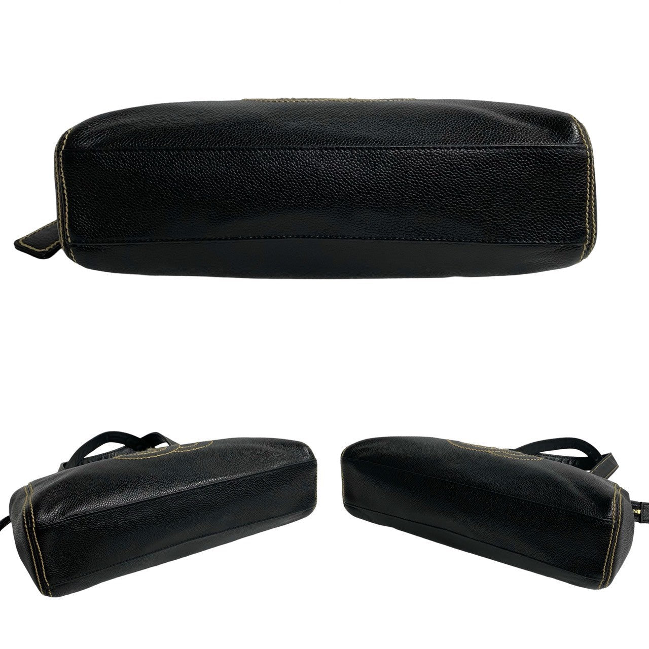 Chanel CC Caviar Zip Shoulder Bag Leather Shoulder Bag