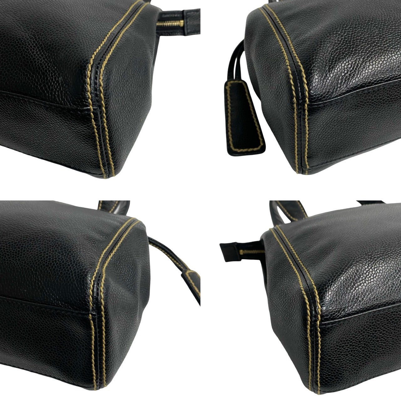 Chanel CC Caviar Zip Shoulder Bag Leather Shoulder Bag