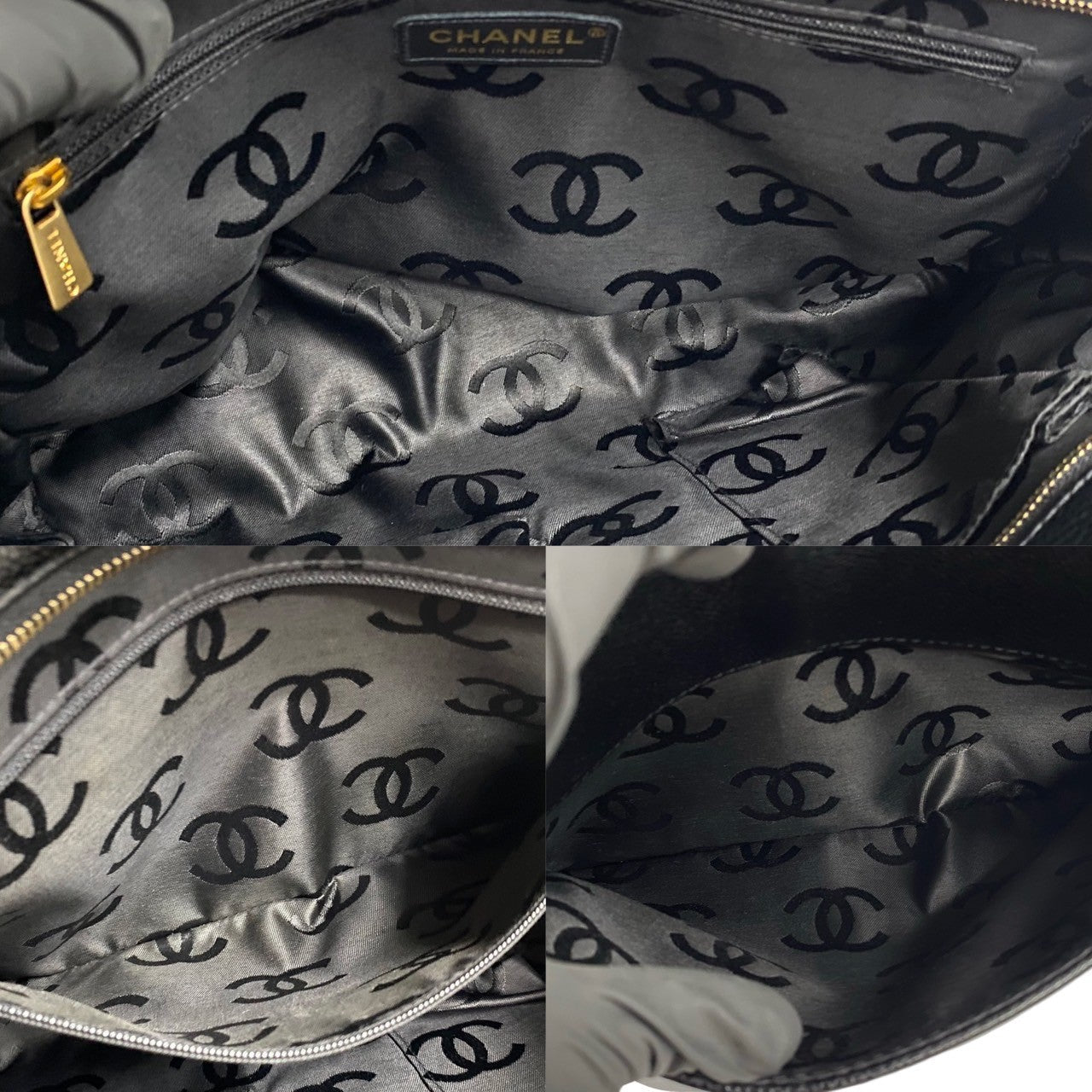 Chanel CC Caviar Zip Shoulder Bag Leather Shoulder Bag