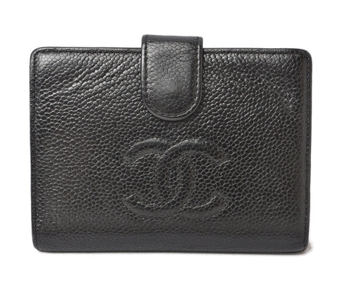 Chanel Caviar Skin Vintage Wallet Black