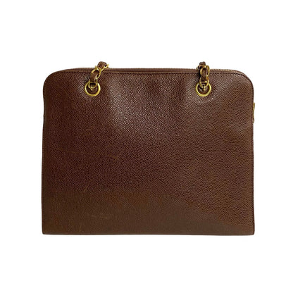 Chanel Caviar Chain Shoulder Bag Brown