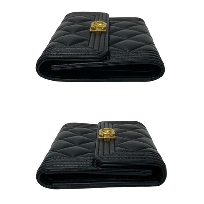 Chanel Boy Lambskin Bifold Wallet Black
