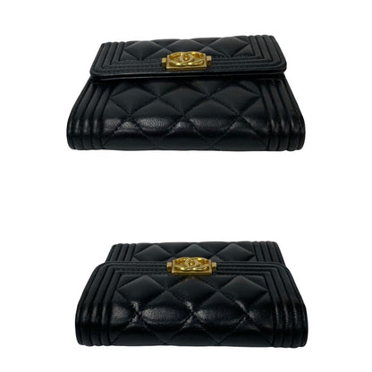 Chanel Boy Lambskin Bifold Wallet Black