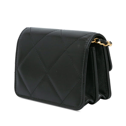 Black Chanel Quilted Calfskin Strass Card Holder On Chain Crossbody Bag