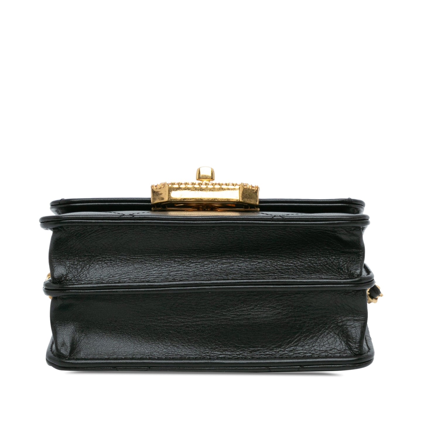 Black Chanel Quilted Calfskin Strass Card Holder On Chain Crossbody Bag