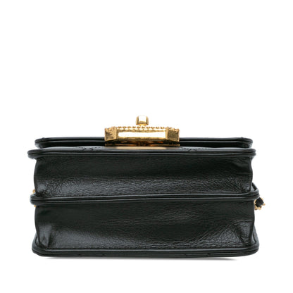 Black Chanel Quilted Calfskin Strass Card Holder On Chain Crossbody Bag