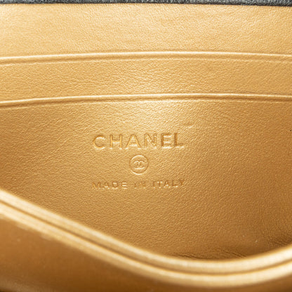 Black Chanel Quilted Calfskin Strass Card Holder On Chain Crossbody Bag