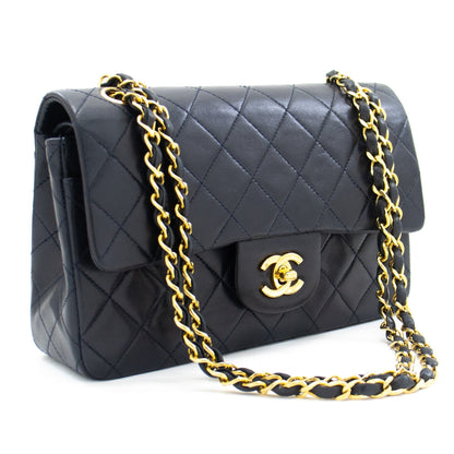 CHANEL Classic Double Flap 9" Chain Shoulder Bag Navy Lambskin g71