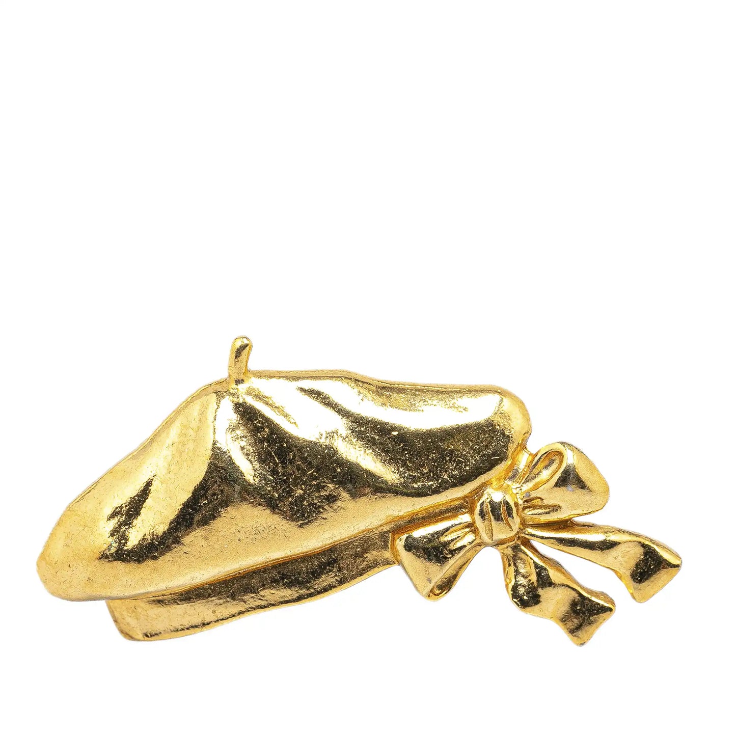 Gold Chanel Gold Plated Ribbon Brooch