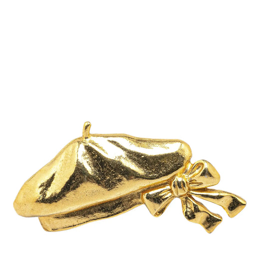 Gold Chanel Gold Plated Ribbon Brooch