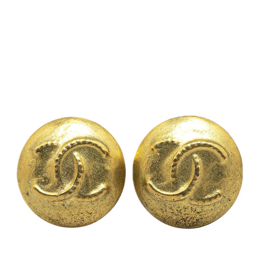Gold Chanel Gold Plated CC Clip On Earrings