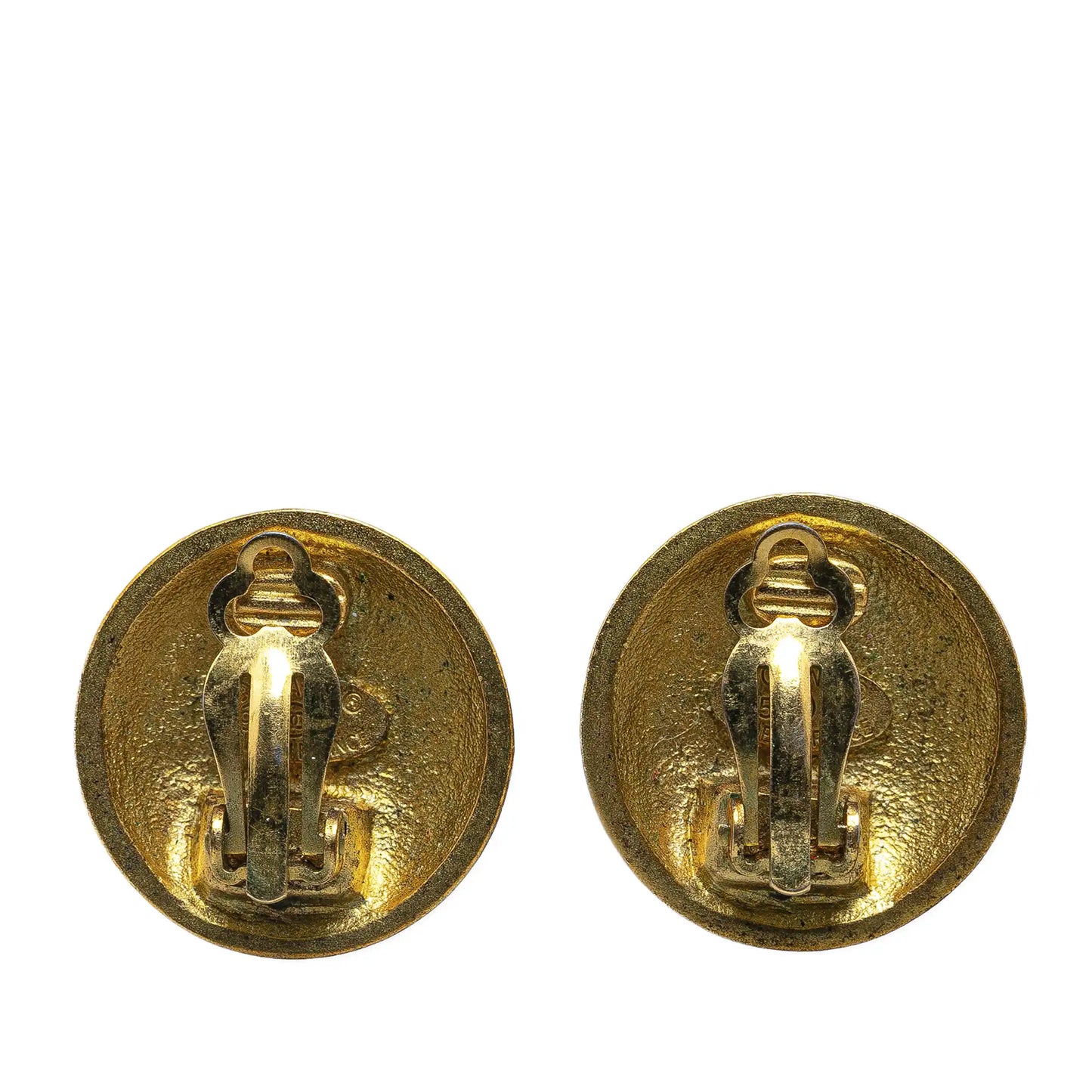 Gold Chanel Gold Plated CC Clip On Earrings