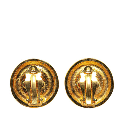 Gold Chanel Gold Plated Gemstone Clip On Earring