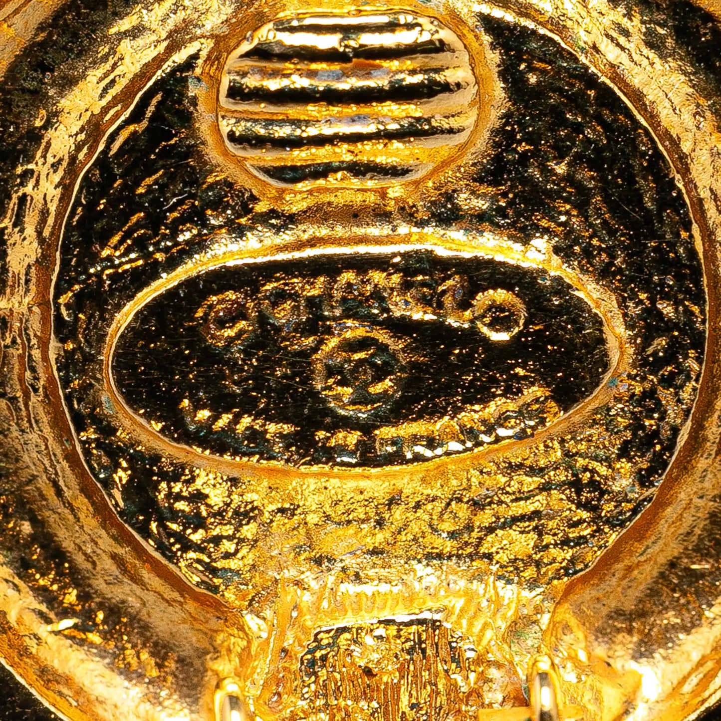 Gold Chanel Gold Plated Gemstone Clip On Earring