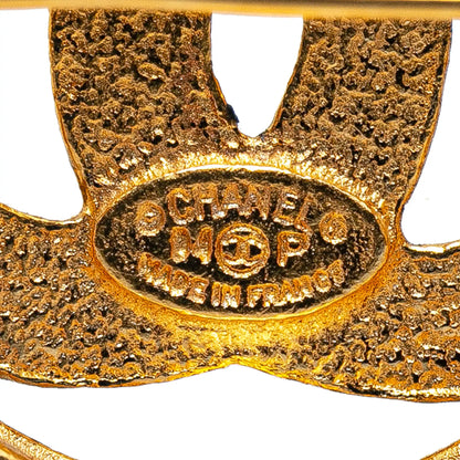Gold Chanel Gold Plated CC Brooch