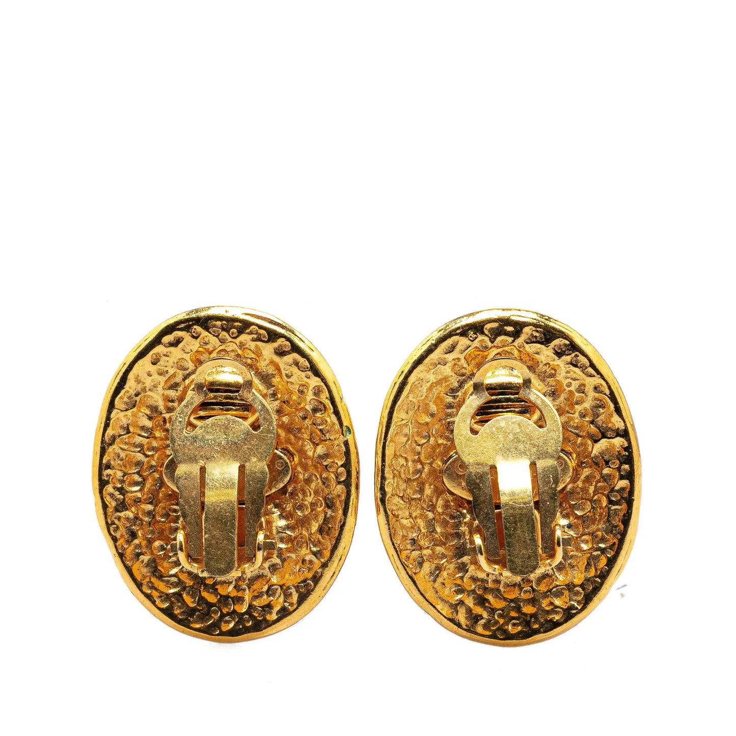 Gold Chanel Gold Plated CC Clip On Earrings