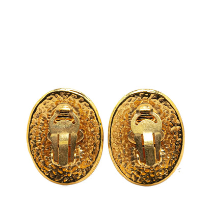 Gold Chanel Gold Plated CC Clip On Earrings