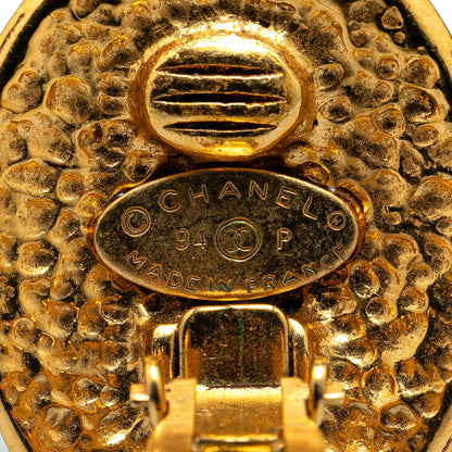 Gold Chanel Gold Plated CC Clip On Earrings