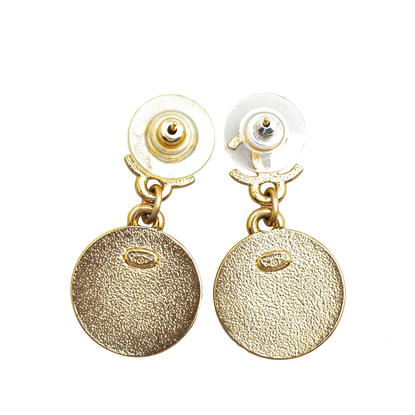 Gold Chanel Gold Plated Mini Nico Swing American Star Push Back Earrings