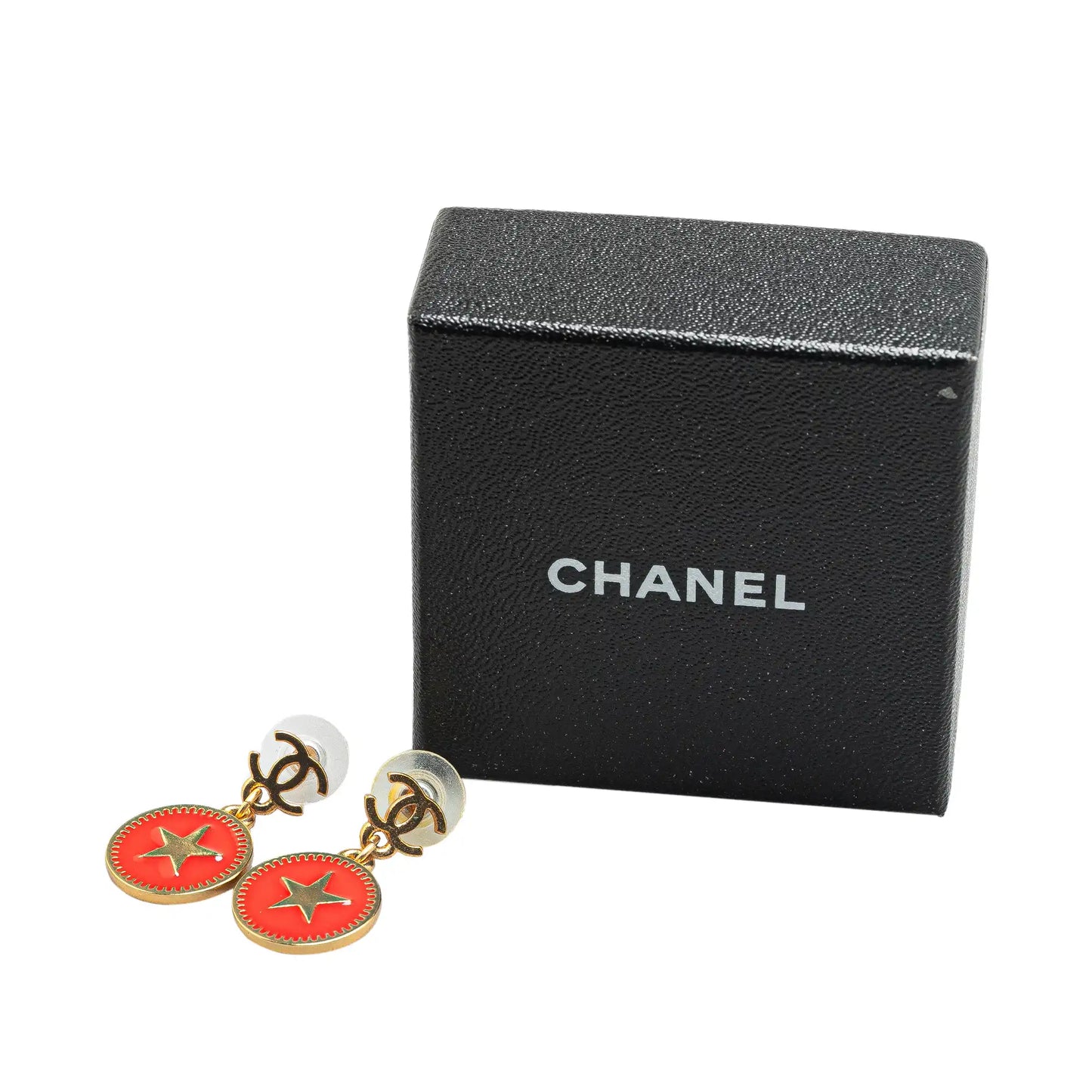 Gold Chanel Gold Plated Mini Nico Swing American Star Push Back Earrings