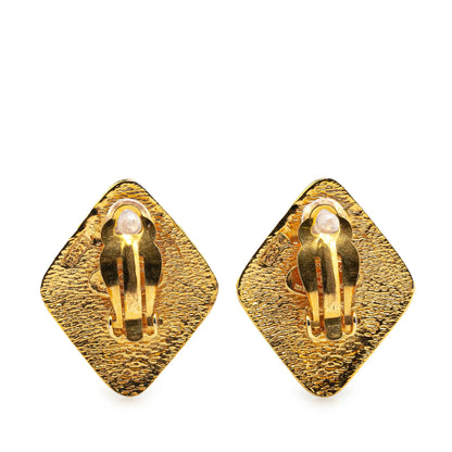 Gold Chanel Gold Plated CC Clip On Earrings