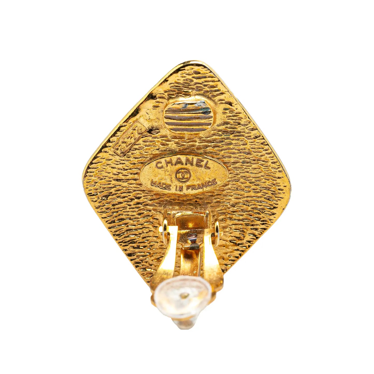 Gold Chanel Gold Plated CC Clip On Earrings
