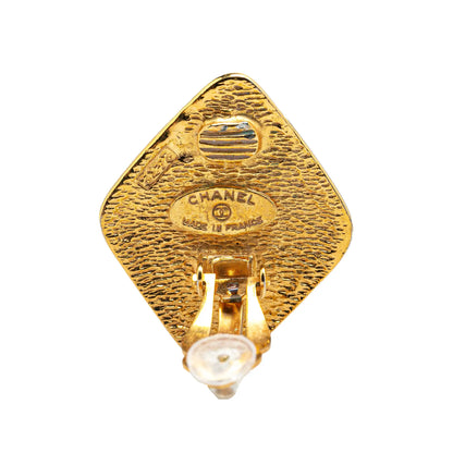 Gold Chanel Gold Plated CC Clip On Earrings