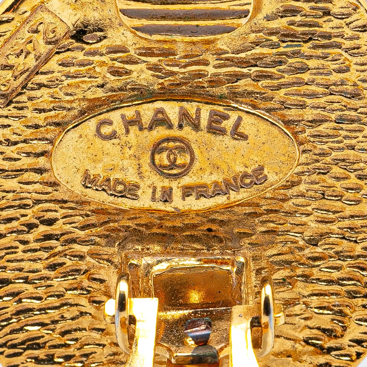 Gold Chanel Gold Plated CC Clip On Earrings