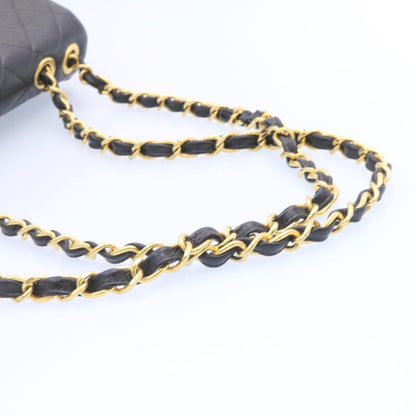CHANEL Big Matelasse Flap Chain Shoulder Bag Caviar Skin Black Gold 25984SA