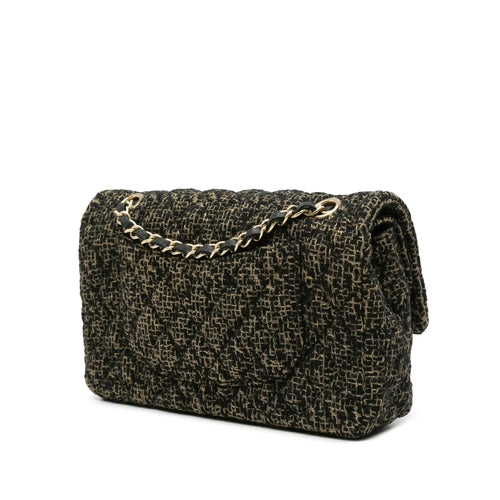 Black Chanel Medium Classic Tweed Double Flap Shoulder Bag