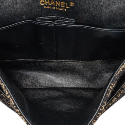 Black Chanel Medium Classic Tweed Double Flap Shoulder Bag