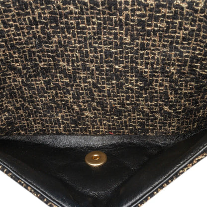 Black Chanel Medium Classic Tweed Double Flap Shoulder Bag