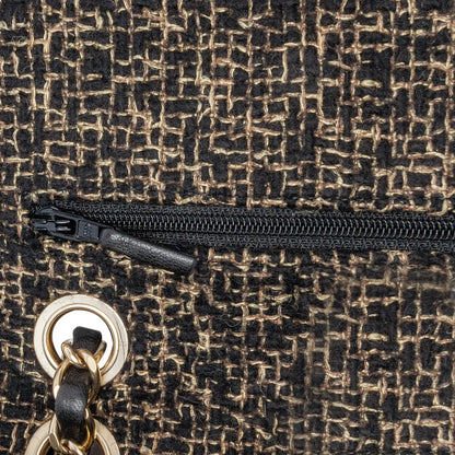 Black Chanel Medium Classic Tweed Double Flap Shoulder Bag