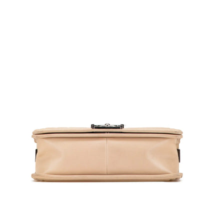 Beige Chanel New Medium Aged Calfskin Stitched Boy Flap Crossbody Bag