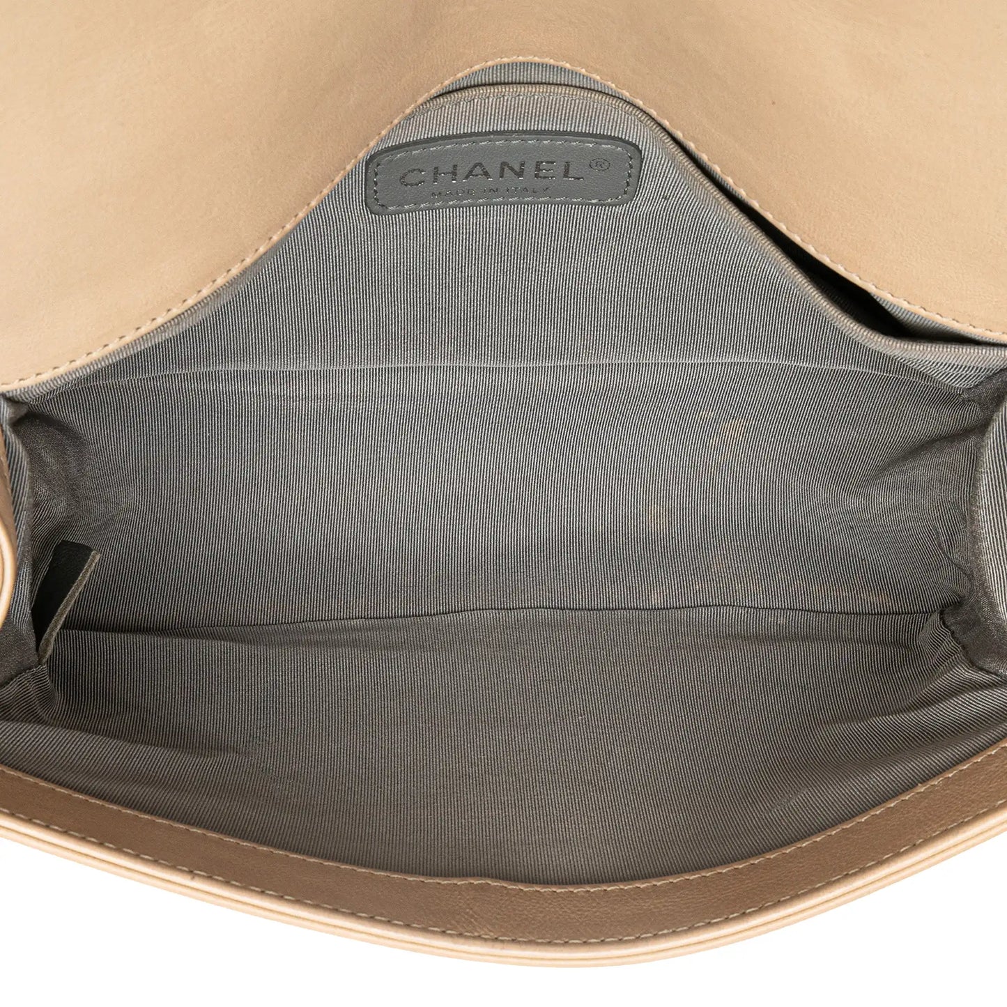 Beige Chanel New Medium Aged Calfskin Stitched Boy Flap Crossbody Bag
