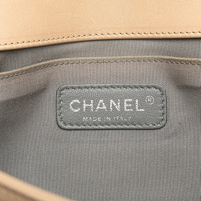 Beige Chanel New Medium Aged Calfskin Stitched Boy Flap Crossbody Bag