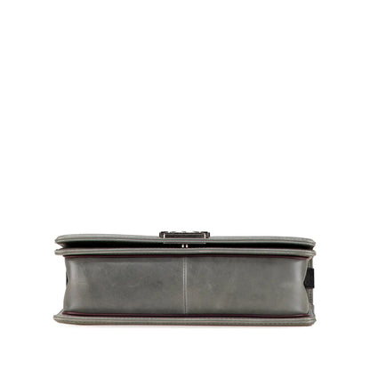Gray Chanel Paris-Salzburg Large Embossed Calfskin Boy Flap Crossbody Bag