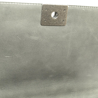 Gray Chanel Paris-Salzburg Large Embossed Calfskin Boy Flap Crossbody Bag