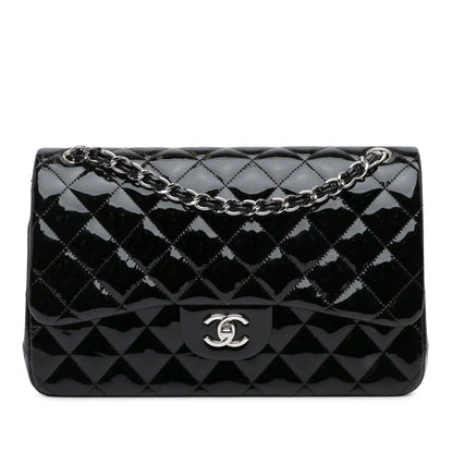 Black Chanel Jumbo Classic Patent Double Flap Shoulder Bag