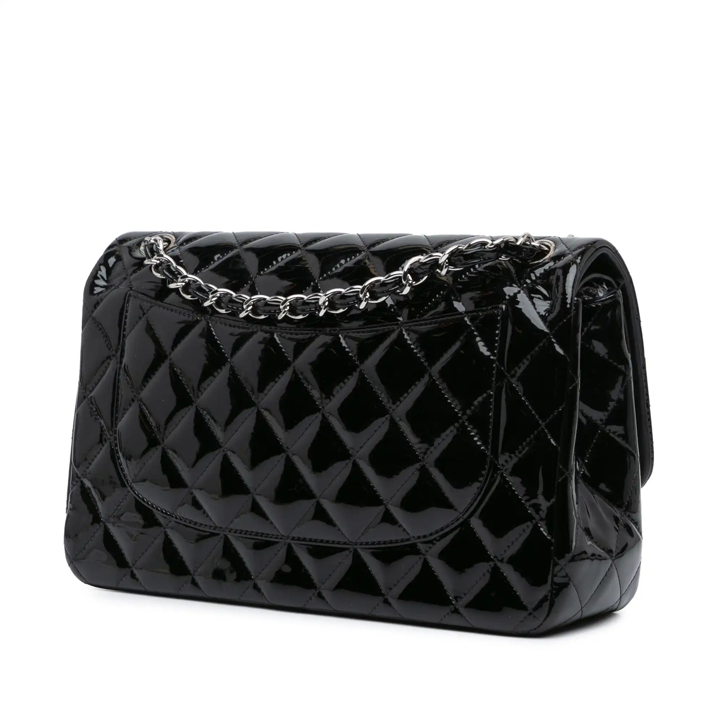 Black Chanel Jumbo Classic Patent Double Flap Shoulder Bag