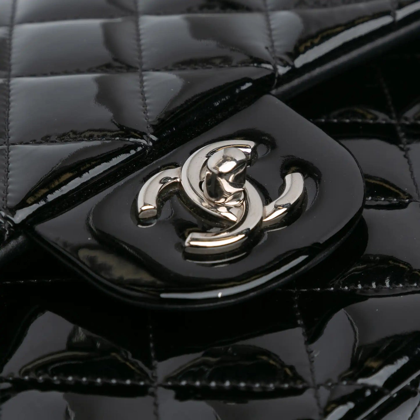 Black Chanel Jumbo Classic Patent Double Flap Shoulder Bag