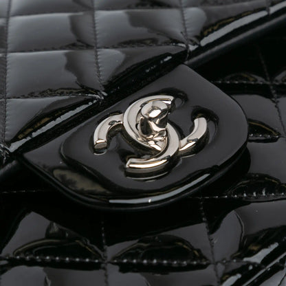 Black Chanel Jumbo Classic Patent Double Flap Shoulder Bag
