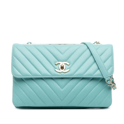 Blue Chanel Chevron Lambskin Trendy CC Flap Shoulder Bag