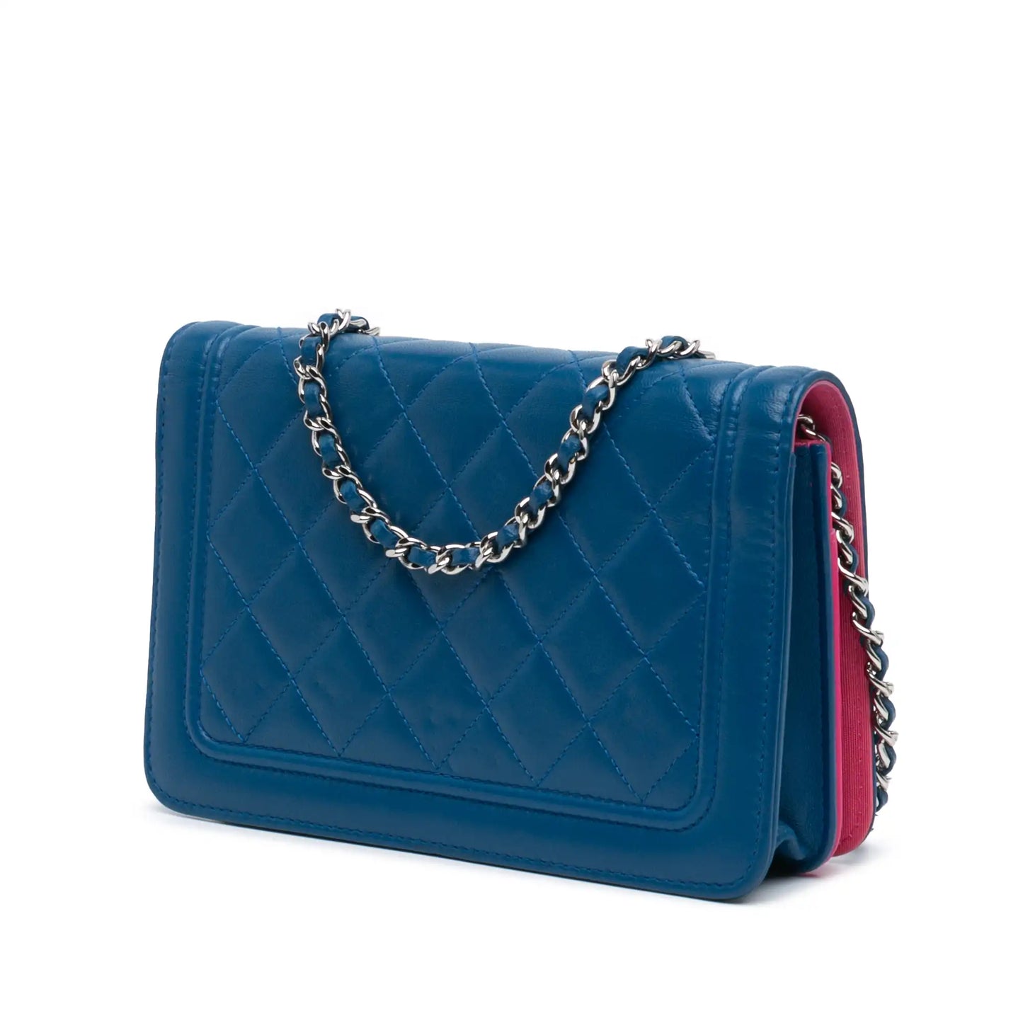 Blue Chanel CC Quilted Lambskin Wallet On Chain Crossbody Bag