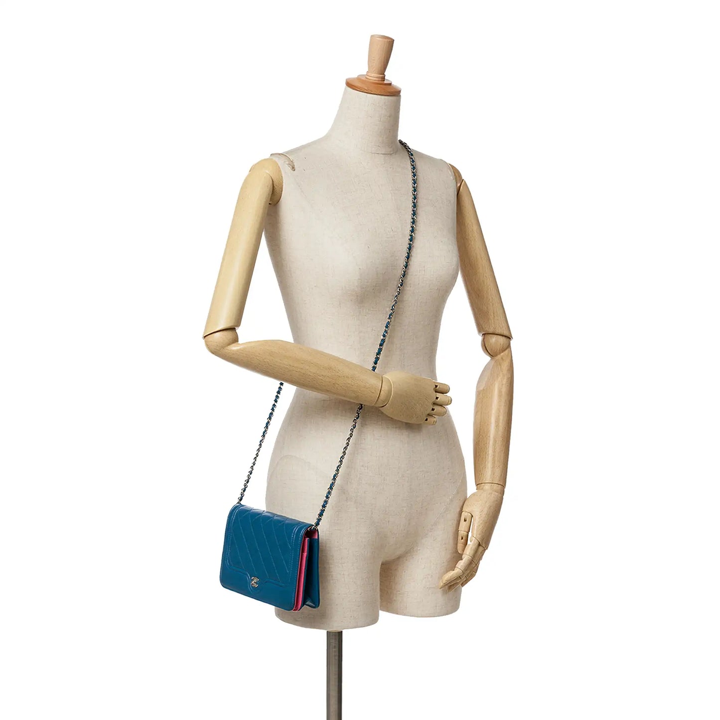 Blue Chanel CC Quilted Lambskin Wallet On Chain Crossbody Bag