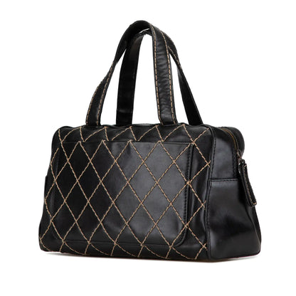 Black Chanel CC Wild Stitch Lambskin Handbag